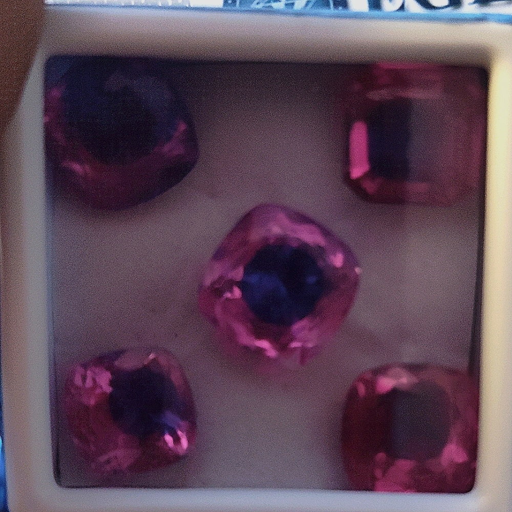 Cushion cut sapphire pink and blue